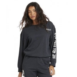 Sweat Crew Femme SISSTREVOLUTION Happiness Awaits Vintage Black