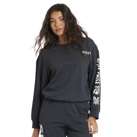 Women's Crew Sweatshirt SISSTREVOLUTION Happiness Awaits Vintage Black