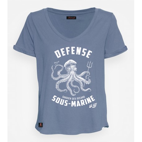 Tee Shirt Femme STERED Défense Sous Marine bleu Denim