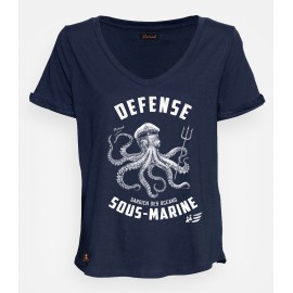 Tee Shirt Femme STERED Défense Sous Marine Bleu Marine