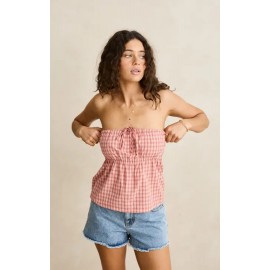 Rhythm Kirra Check Strapless Top Pink