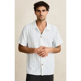 Rhythm Novelty Stripe Short Sleeve Shirt White