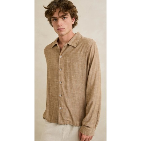 Chemise Rhythm Manche Longue Linen Chambray Coffee