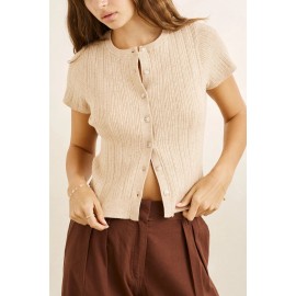 Rhythm Women's Dana Short Sleeve Cardigan Oat