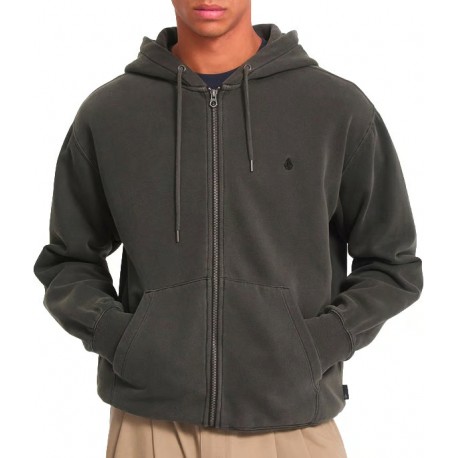 Volcom Single Stone Men's Zip-Up Hoodie – Rinsed Black