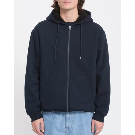 VOLCOM Men's Single Stone Sherpa-Lined Zip Hoodie - Navy