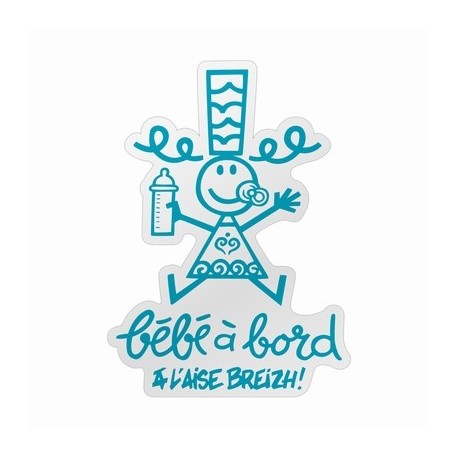 Autocollant Bebe A Bord 13x18cm Turquoise Breizh Rider Autocollant Bebe A Bord 13x18cm Turquoise Breizh Rider